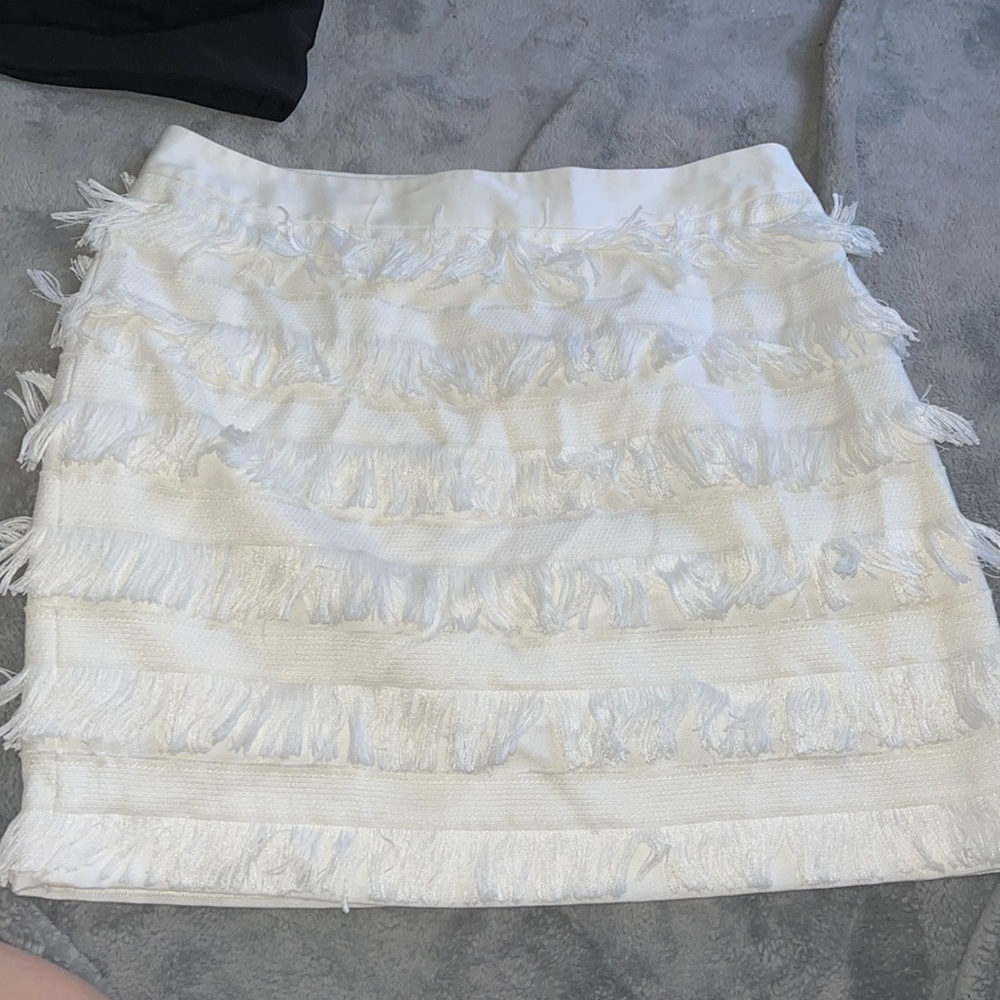 The Limited White highwaisted fringe skirt size 10